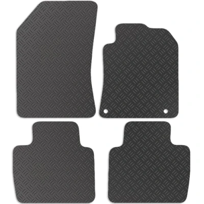 Image of Carsio Rubber Car Mats For Peugeot 508 2019+ Onwards Tailored Fit Floor Mat Set Complete Accessory Black Custom Fitted All Weather &amp; Heavy Duty, Anti Slip Backing with Clips