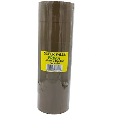 Image of 36 x Prima Brown Buff Adhesive Tape Rolls 48mm 40m Strong Parcel Packaging