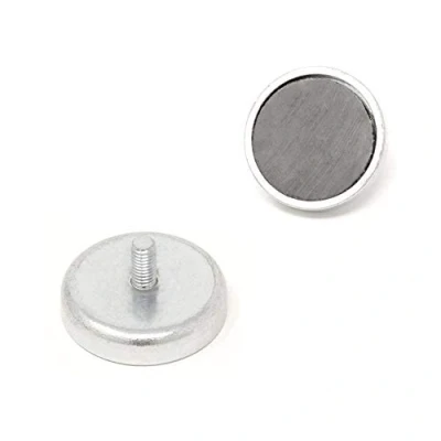Image of Ferrite Pot Magnet with M5 External Thread for Arts, Crafts, Model Making, DIY and Hobbies 32mm dia x 7mm thick 6kg Pull Pack of 4