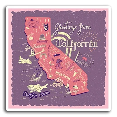 Image of 2 x 10cm California USA America Vinyl Stickers Sticker Laptop Luggage #19577 (10cm Wide)