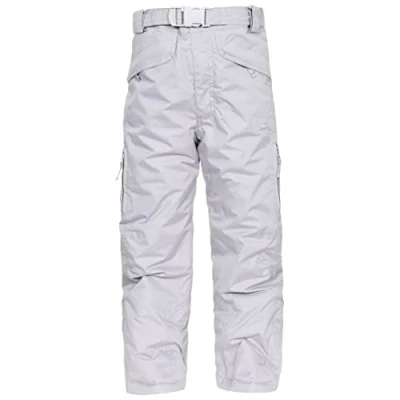 Image of Trespass Marvelous, Platinum, 5/6, Warm Padded Waterproof Ski Trousers with Gaiters, Ankle Zips &amp; Side Vents Kids Unisex, Age 5 6, Grey