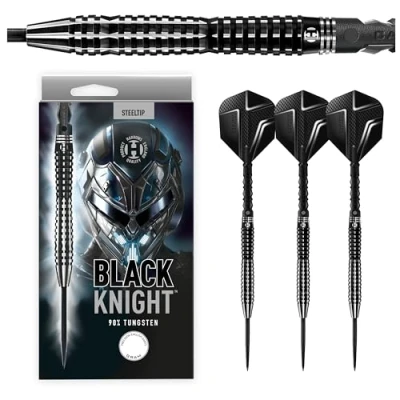 Image of Harrows Black Knight 90% Tungsten Steel Tip Darts Set 22g, 23g, 24g &amp; 25g Includes Carbon ST Midi Shafts Micron Flights (24g)