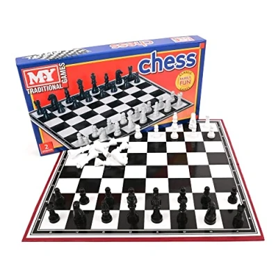 Image of M.Y Traditional Games Chess Board Lightweight, Folding, Travel Set for Kids &amp; Adults