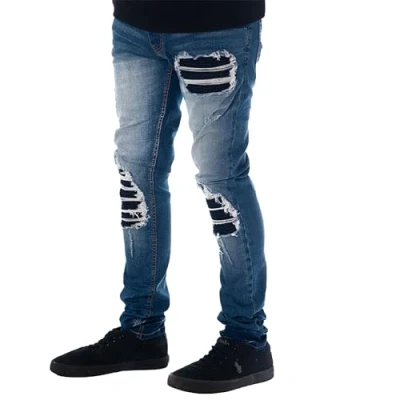 Image of Soulstar Mens Skinny Fit Ripped Jeans Blue Size 36W/34L