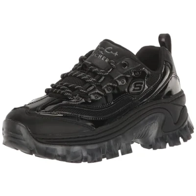 Image of Skechers Women&#039;s HI RYZE DOJA&#039;LITE Shine Trainers, Black Patnet Leather/Durabuck/Mesh Trim, 5 UK
