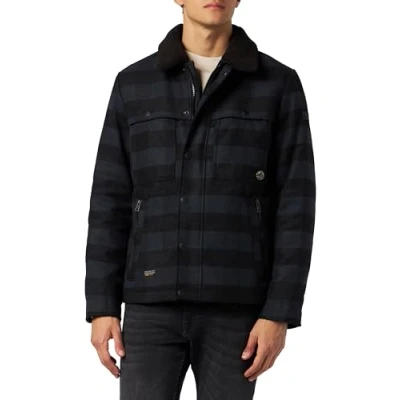 Image of camel active Men&#039;s 430130/2O91 Jacket, Check Night Blue, 48