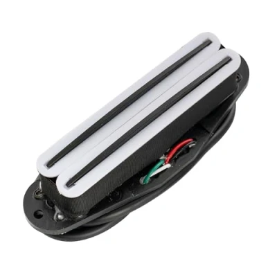 Image of Musiclily Hot Rails Humbucker Strat Pickup Single Coil Size for Fender Stratocaster Squier Electric Guitar,White Body with Black