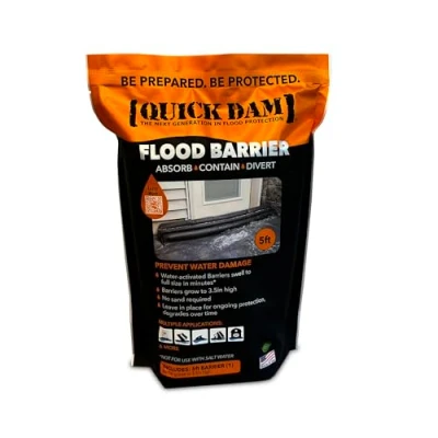 Image of Quick Dam QD65 1 Water Activated Flood Barrier 5 Feet 1/Pack, Black, 5&#039;