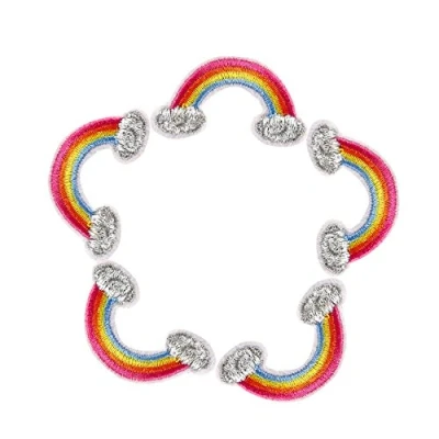 Image of HUIXUN Embroidered Iron on Patches for Clothes Cute Rainbow Deal with it Clothing DIY Motif Applique 5PCS （1.1＂X 2＂）