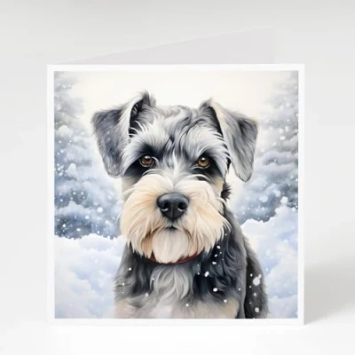Image of Schnauzer in Snow Christmas Cards Pack of 5
