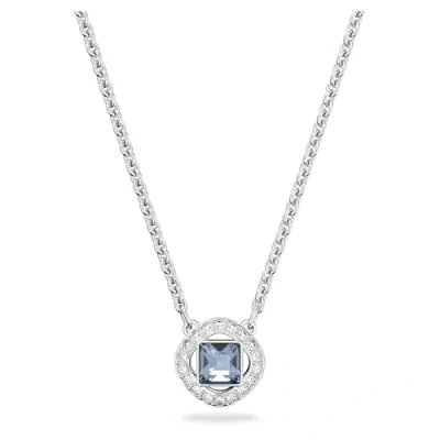 Image of Swarovski Angelic necklace, Square cut, Blue, Rhodium plated
