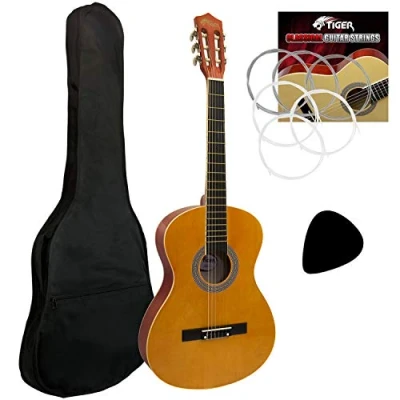 Image of Tiger Full Size Classical Spanish Guitar Beginners Complete Starter Kit