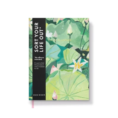 Image of Ohh Deer Daily Planner Notebook Undated Productivity Journal To Do List, Hourly Schedule, Priorities &amp; Notes A5 2024 Diary/Organiser for Students, Home or Office Water Lilies