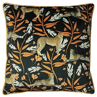 Image of Paoletti Tribeca Leopard Floral Feather Filled Cushion Multicolour One Size