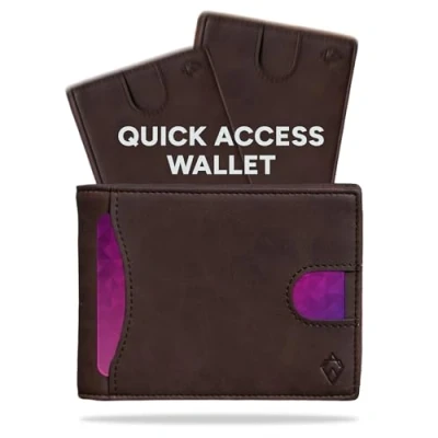 Image of AKIELO RFID Blocking Bifold Card Wallet with Pull Tab and Gift Box Stylish Mens Credit Holder Wallets for Men (Delta Dark Mocha Edition)
