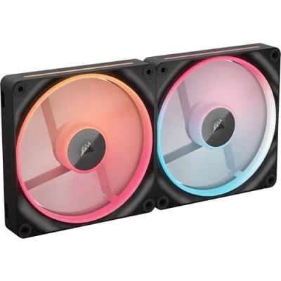 Image of Corsair iCUE LINK LX140 R RGB 140mm PWM Reverse Fans Dual Fan Kit Low Noise, Magnetic Dome Bearing, Light Loops, QuikTurn™ Screws, Zero RPM Mode Black