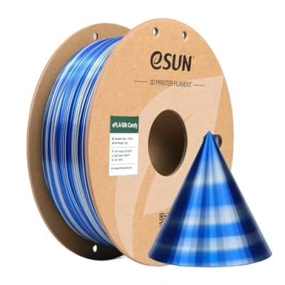 Image of eSUN Silk Candy PLA Filament 1.75mm, Silky Multicolored 3D Printer PLA, Gradient Changing 1KG Spool (2.2 LBS) for Printers,Silver Blue