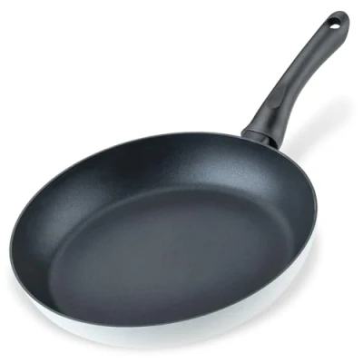 Image of Fackelmann ARCADALINA 28cm Frying Pan, Recycled Aluminium, Non Toxic Stick PFAS Free Ceramic Coating, All Stoves Including Induction, Heat Resistant Handle, 46.5x28x5cm White &amp; Black