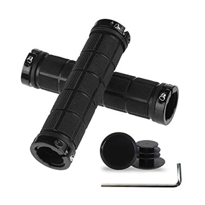 Image of PLATT Bike Handlebar Grips Rubber Comfortable Bicycle Handle Grip for MTB/BMX with Plastic End Caps,Yellow