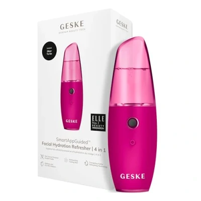 Image of GESKE SmartAppGuided™ Facial Hydration Refresher 4 in 1 water atomizer steamer spray face mister Cleansing Device Cosmetics natural glow