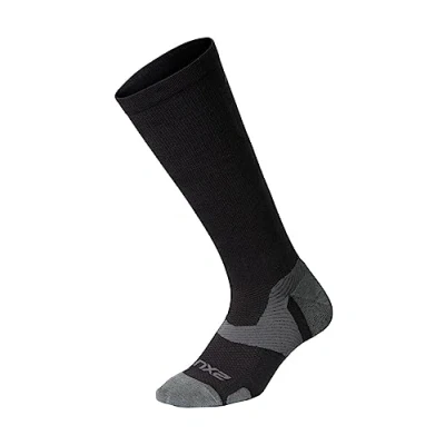 Image of 2XU Unisex VECTR MERINO LIGHT CUSION FULL LENGTH SOCK Black/Titanium S