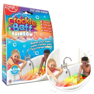 Image of Zimpli Kids Toy Baff Rainbow Magically Makes Your Water Crackle, Pop &amp; Change Colour, 6 Bath Pack