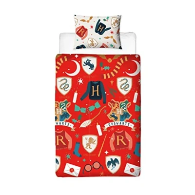 Image of Harry Potter Joyeux Design Single Duvet Cover Set Reversible 2 Sided Bedding Including Matching Pillow Case