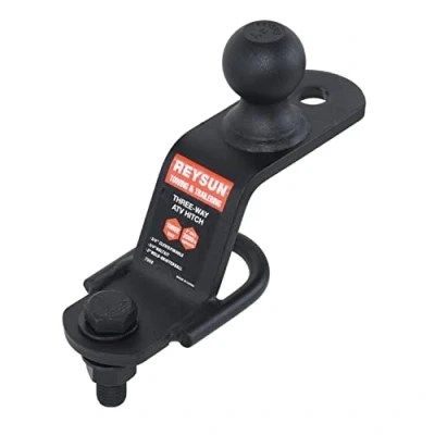 Image of REYSUN 864008 3 in 1 ATV/UTV Trailer Hitch Adapter with 2 inch Ball, Way ATV Attachment, Fastener Kit Included