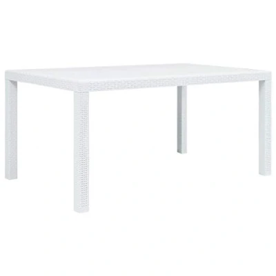 Image of vidaXL Solid Plastic Garden Table, Weather Resistant, Rattan Look, Rectangular, 150x90x72 cm Ideal for Al Fresco Dining or Get Togethers at Home Campsite
