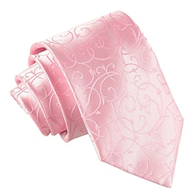 Image of DQT Men Pink Solid Plain Stripe Floral Paisley Polka Dot Neck Tie Swirl Baby