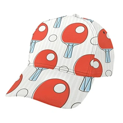 Image of Shoptde Red Table Tennis Baseball Cap, Adjustable Hats Unisex Trucker Hat Hip Hop