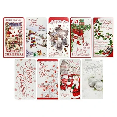 Image of Pack Of 9 Traditional Christmas Money Wallet Gift Cards &amp; Envelopes