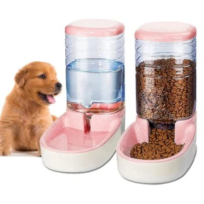 Image of Edipets, Automatic Cat Dog Feeder 2 Units 3.8L Pet Food and Water Dispenser (Pink)