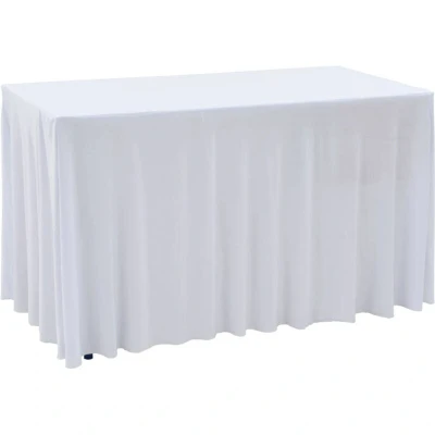 Image of vidaXL 2 pcs Stretch Table Covers with Skirt 183x76x74 cm White