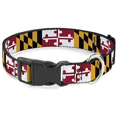 Image of Buckle Down 18 32&quot; Maryland Flags Plastic Clip Collar, Wide Large
