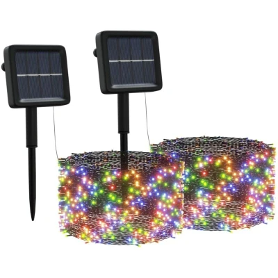 Image of vidaXL Solar Fairy Lights 2 pcs 2x200 LED Colourful Indoor Outdoor