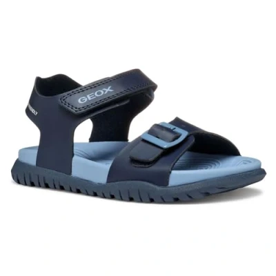 Image of Geox Fusbetto Unisex Sandals for kids, Size: 5, Navy/sky Synthetics