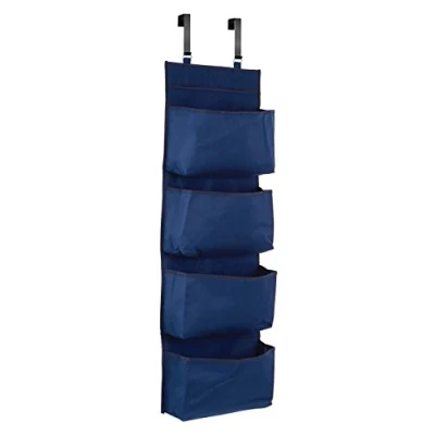 Image of Premier Housewares 1901756 4 Tier Over Door Hanging Organiser, Dark Blue, 10 x 34 90 cm