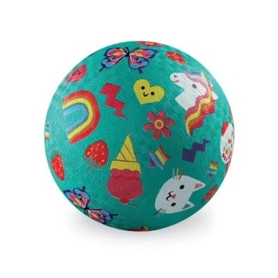 Image of Crocodile Creek Rubber Playground Ball, Ships Inflated, PVC Free, Durable Design for Outdoor Games and Active Ball Sports, Kids Ages 3 Years Up, 5 Size (Smiley)