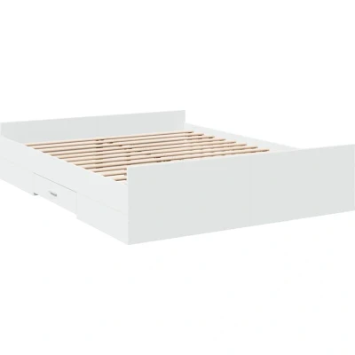 Image of vidaXL Bed Frame with Drawers without Mattress White 150x200 cm King Size