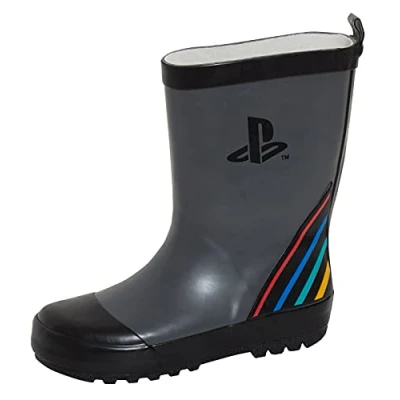Image of PlayStation Boys Rubber Wellingtons Gaming Kids Wellington Boots Rain Wellies For Gamers Black 11 UK Child