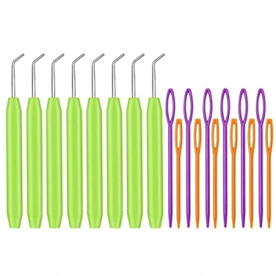Image of 20 Pieces of Loom Crochet Hook Sets, 8 Pcs Knitting Hooks, 12 Colorful Sewing Needles, Big Eye Yarn Needles for Craft DIY