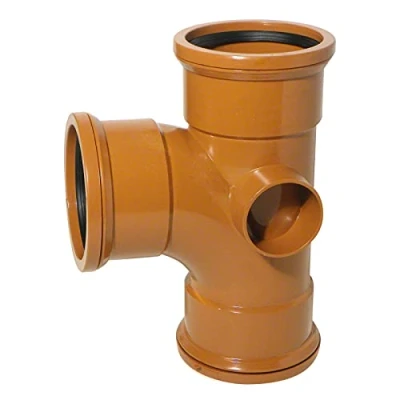 Image of 90 Junction (Triple Socket with Twin Boss) 110mm Underground Drainage Pipe Fittings Bend Trap Gulley Grid Coupler