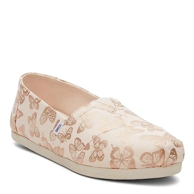 Image of TOMS Women&#039;s Alpargata Print Loafer Flat, Pink Buterfly, 3 UK