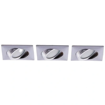 Image of Lindby LED recessed lights, chrome, angular, set of 3