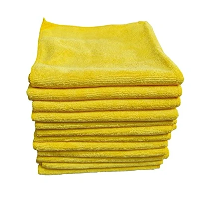 Image of SaatSaa 12 x Large Thick Microfibre Cloths Yellow Towels Car Valeting, Cleaning, Polishing, Waxing, Detailing, Dusting