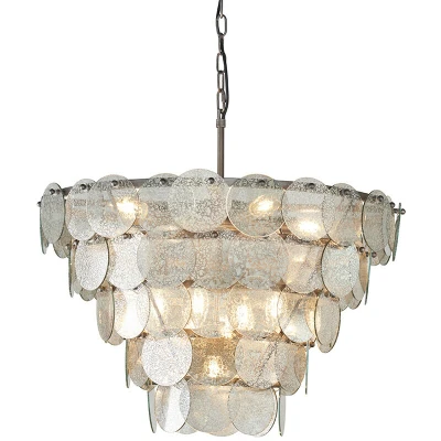 Image of Trapani 9 Light Ceiling Pendant Antique Silver Paint &amp; Mercury Glass