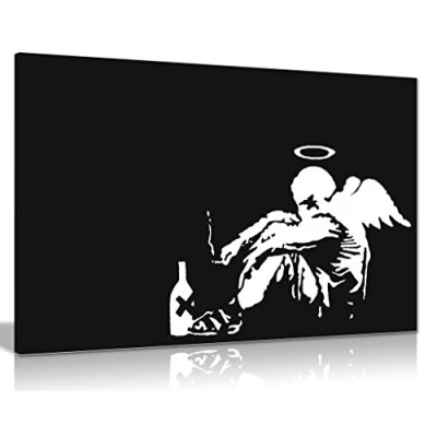 Image of Banksy Fallen Angel Graffiti Canvas Wall Art Picture Print (18X12)