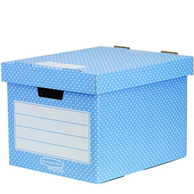 Image of Bankers Storage Box Blue/White (Pack of 4)
