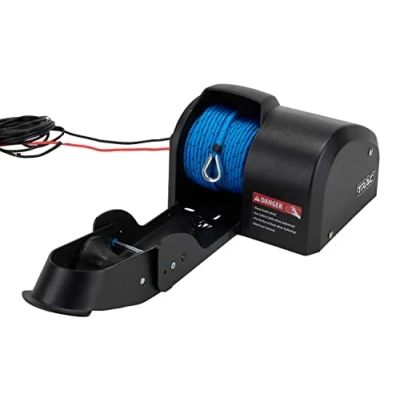 Image of Camco TRAC Outdoors Pontoon 35 G3 Electric Anchor Winch Features a High Efficiency, 12 Volt DC, All Steel Gear Motor and 100 feet of Pre Wound Double Braid Rope (69003)